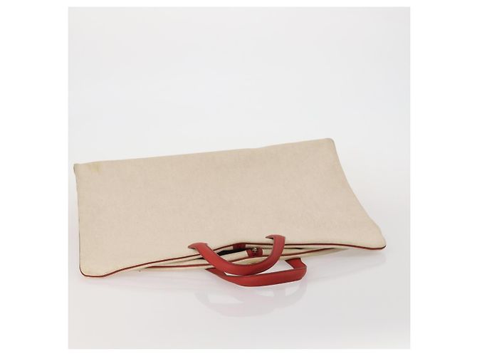 Hermès HERMES Funda de Ropa de Lona y Cuero Beige Oro Auth bs35793V Dorado - vista 6