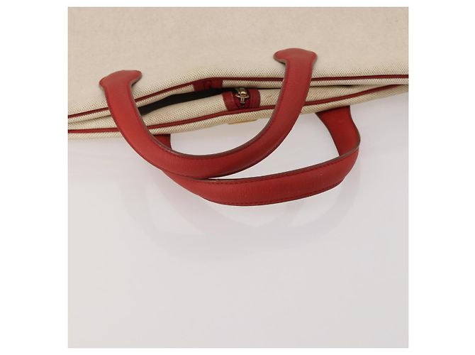 Hermès HERMES Funda de Ropa de Lona y Cuero Beige Oro Auth bs35793V Dorado - vista 7