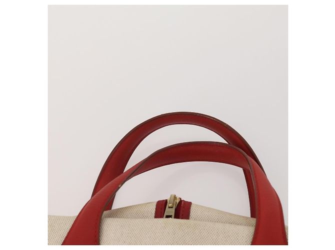 Hermès HERMES Funda de Ropa de Lona y Cuero Beige Oro Auth bs35793V Dorado - vista 8