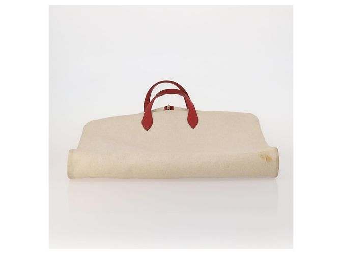 Hermès HERMES Funda de Ropa de Lona y Cuero Beige Oro Auth bs35793V Dorado - vista 9