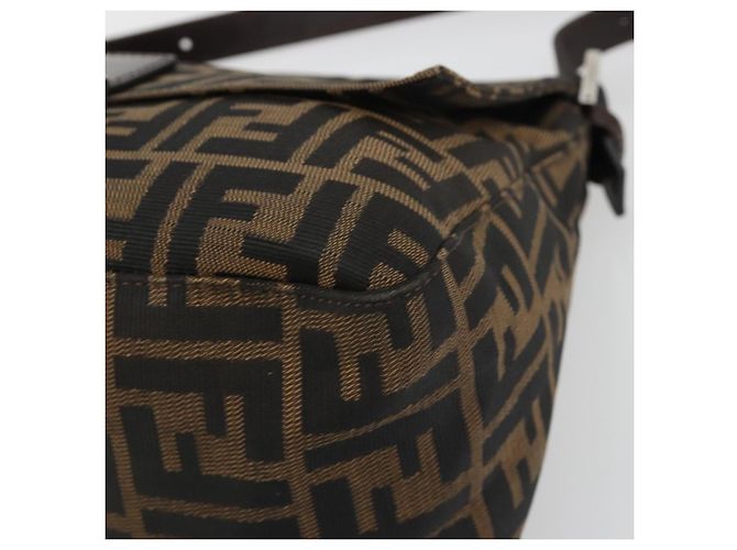 FENDI Zucca Canvas Mamma Baguette Borsa a Spalla Marrone Argento Auth BA13938V - vista 10