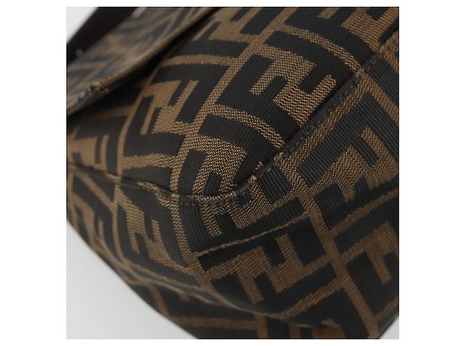 FENDI Zucca Canvas Mamma Baguette Borsa a Spalla Marrone Argento Auth BA13938V - vista 11