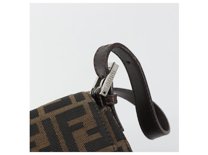 FENDI Zucca Canvas Mamma Baguette Borsa a Spalla Marrone Argento Auth BA13938V - vista 14