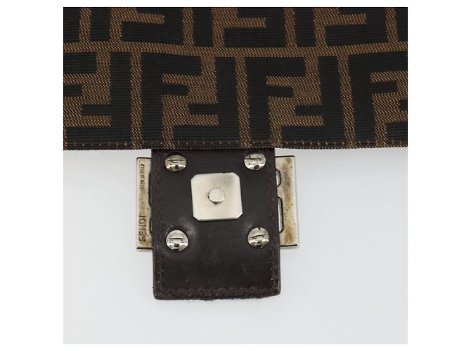 FENDI Zucca Canvas Mamma Baguette Borsa a Spalla Marrone Argento Auth BA13938V - vista 17