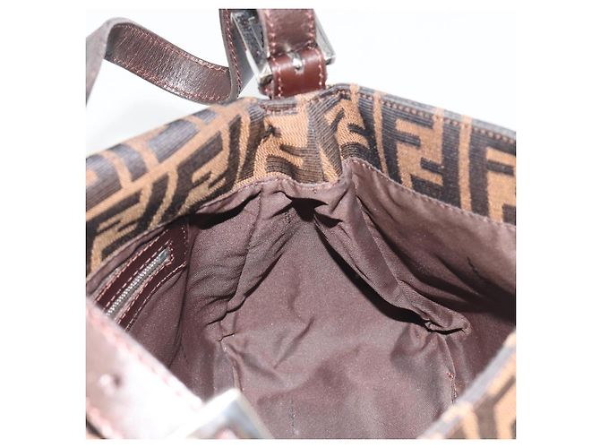 FENDI Zucca Canvas Mamma Baguette Borsa a Spalla Marrone Argento Auth BA13938V - vista 20