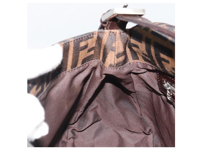 FENDI Zucca Canvas Mamma Baguette Borsa a Spalla Marrone Argento Auth BA13938V - vista 21
