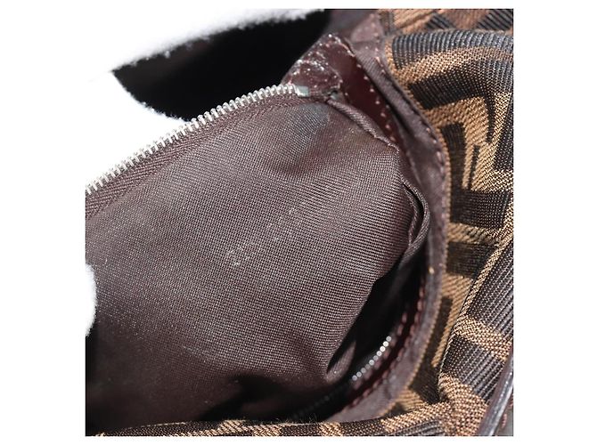 FENDI Zucca Canvas Mamma Baguette Borsa a Spalla Marrone Argento Auth BA13938V - vista 24
