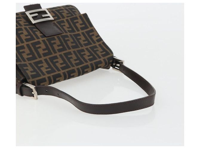 FENDI Zucca Canvas Mamma Baguette Borsa a Spalla Marrone Argento Auth BA13938V - vista 7