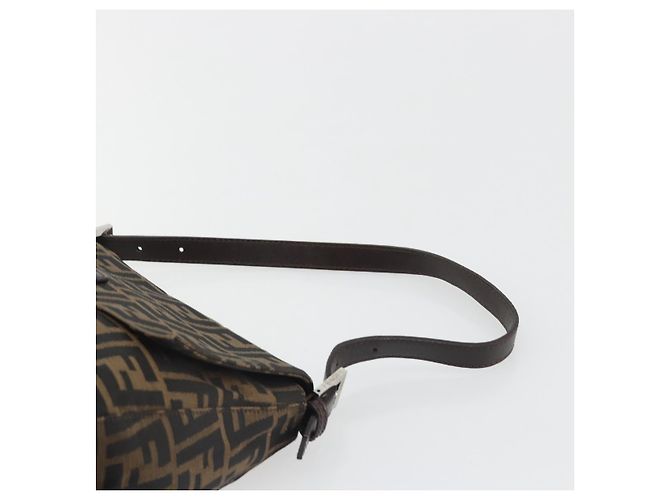 FENDI Zucca Canvas Mamma Baguette Borsa a Spalla Marrone Argento Auth BA13938V - vista 8