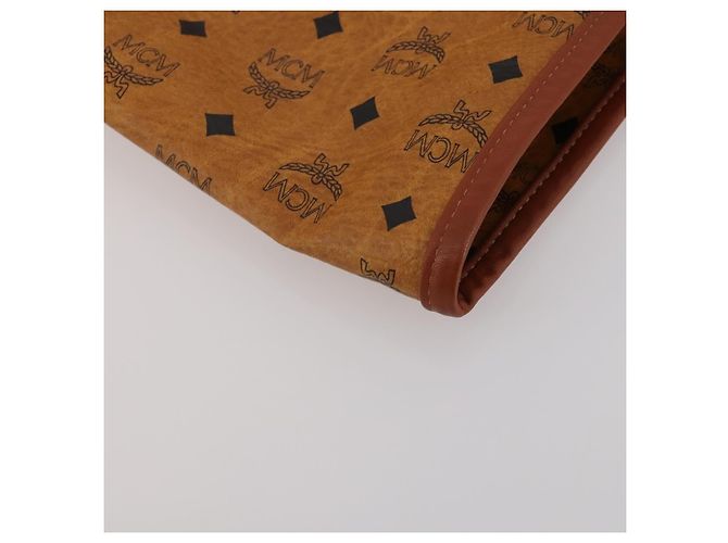 MCM Vicetos Logogram Funda para Ropa de Cuero Marrón Oro Auth BA13677V Castaño Dorado - vista 10