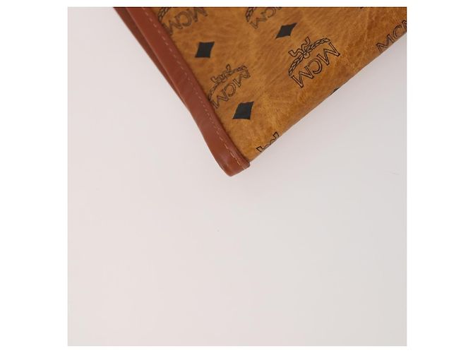 MCM Vicetos Logogram Funda para Ropa de Cuero Marrón Oro Auth BA13677V Castaño Dorado - vista 11