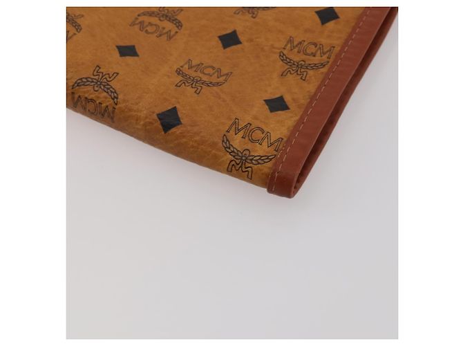 MCM Vicetos Logogram Funda para Ropa de Cuero Marrón Oro Auth BA13677V Castaño Dorado - vista 12