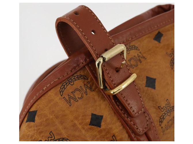 MCM Vicetos Logogram Funda para Ropa de Cuero Marrón Oro Auth BA13677V Castaño Dorado - vista 14