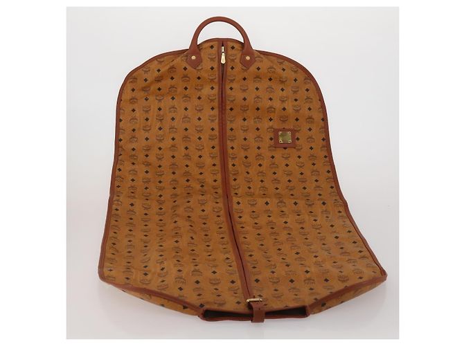 MCM Vicetos Logogram Funda para Ropa de Cuero Marrón Oro Auth BA13677V Castaño Dorado - vista 16