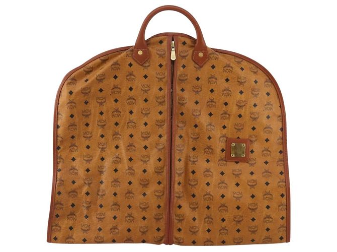 MCM Vicetos Logogram Funda para Ropa de Cuero Marrón Oro Auth BA13677V Castaño Dorado - vista 2