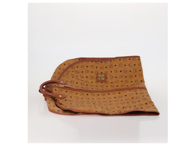 MCM Vicetos Logogram Funda para Ropa de Cuero Marrón Oro Auth BA13677V Castaño Dorado - vista 5
