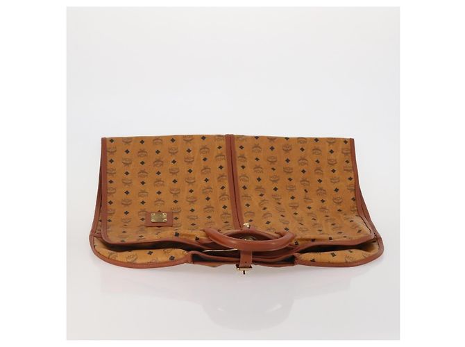 MCM Vicetos Logogram Funda para Ropa de Cuero Marrón Oro Auth BA13677V Castaño Dorado - vista 6