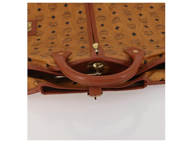 MCM Vicetos Logogram Funda para Ropa de Cuero Marrón Oro Auth BA13677V Castaño Dorado - vista 7
