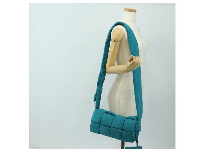 BORSA BOTTEGA VENETA MAXI INTRECCIATO Padded Tech Cassette Nylon Auth BA13762M Turchese - vista 25