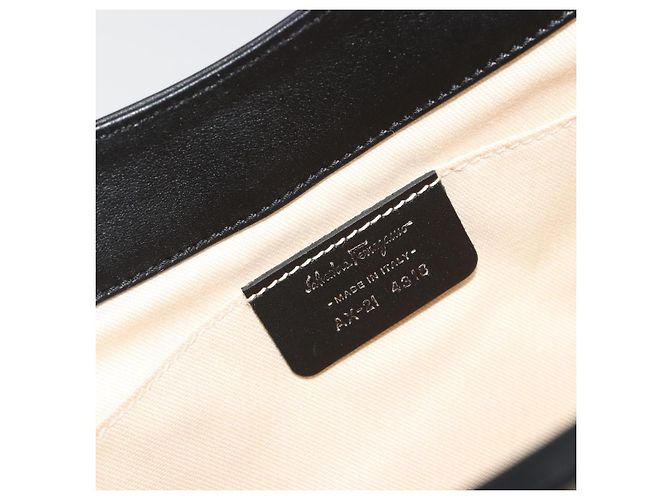 Borsa Salvatore Ferragamo Gancini in tela Beige Silver Auth BA13795A Argento - vista 15