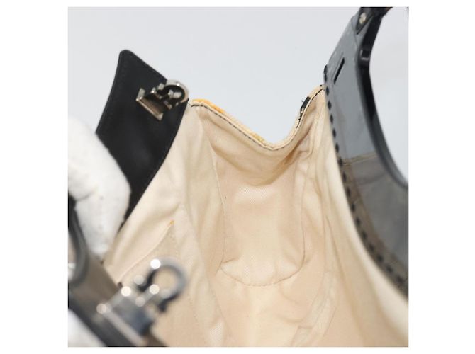 Borsa Salvatore Ferragamo Gancini in tela Beige Silver Auth BA13795A Argento - vista 17