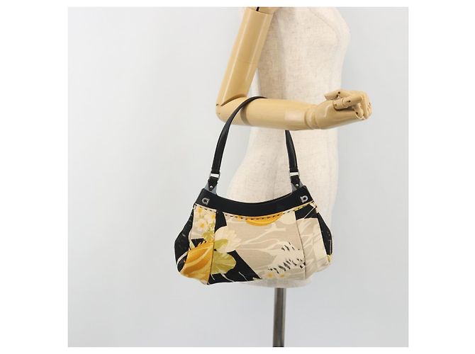 Borsa Salvatore Ferragamo Gancini in tela Beige Silver Auth BA13795A Argento - vista 20