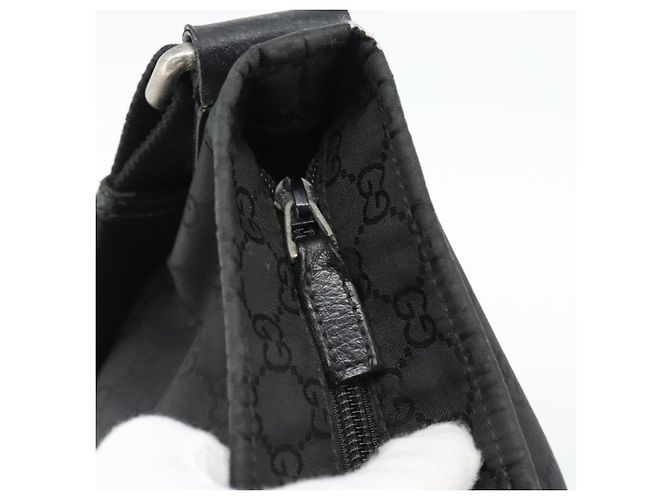 Bolsa de Ombro GUCCI GG Canvas Preta Prata 339569 Auth ka5137 Preto - vista 16