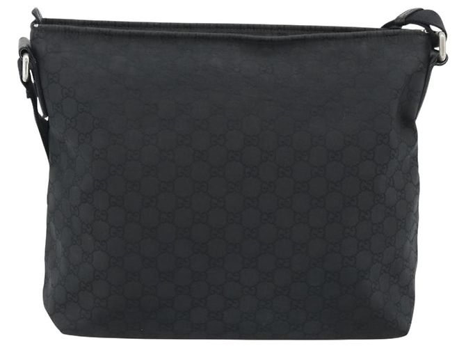 Bolsa de Ombro GUCCI GG Canvas Preta Prata 339569 Auth ka5137 Preto - vista 3