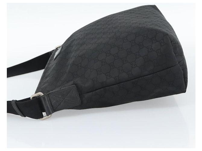 Bolsa de Ombro GUCCI GG Canvas Preta Prata 339569 Auth ka5137 Preto - vista 4