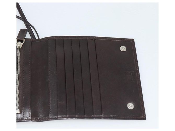 FENDI Zucca Canvas Shoulder Wallet Marrone Nero Auth 190683A - vista 16