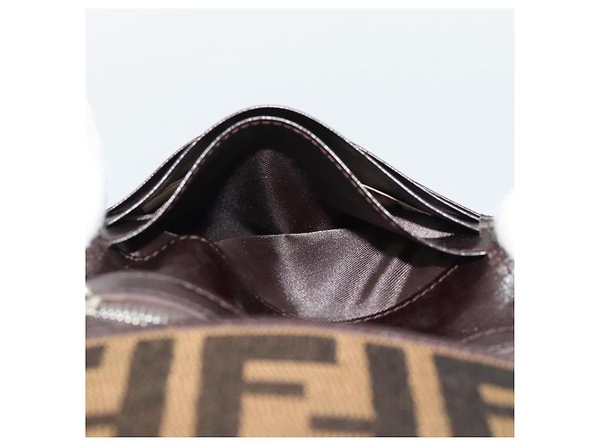 FENDI Zucca Canvas Shoulder Wallet Marrone Nero Auth 190683A - vista 20