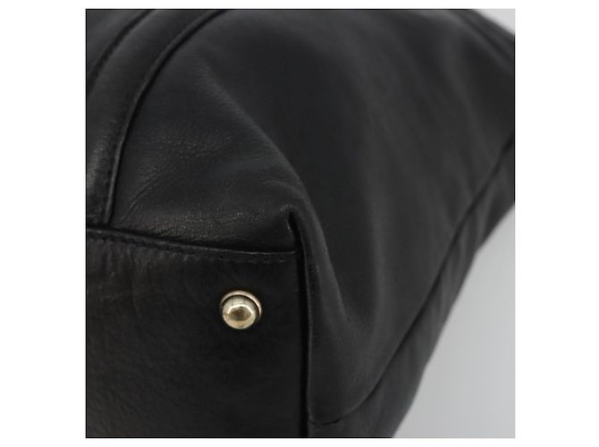 Borsa Tote GUCCI Newbrit in pelle nera e oro 162094 Auth BA13791V Nero D'oro - vista 10