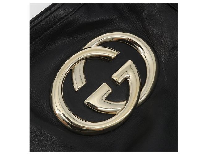 Borsa Tote GUCCI Newbrit in pelle nera e oro 162094 Auth BA13791V Nero D'oro - vista 15