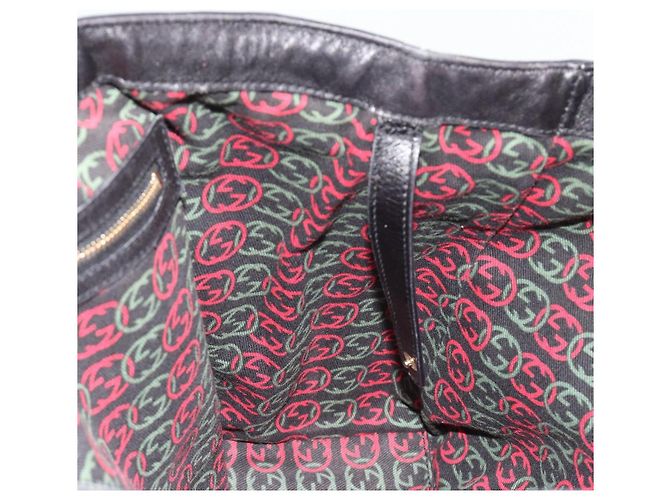 Borsa Tote GUCCI Newbrit in pelle nera e oro 162094 Auth BA13791V Nero D'oro - vista 18