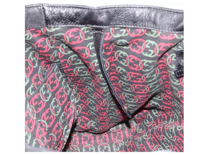 Borsa Tote GUCCI Newbrit in pelle nera e oro 162094 Auth BA13791V Nero D'oro - vista 19
