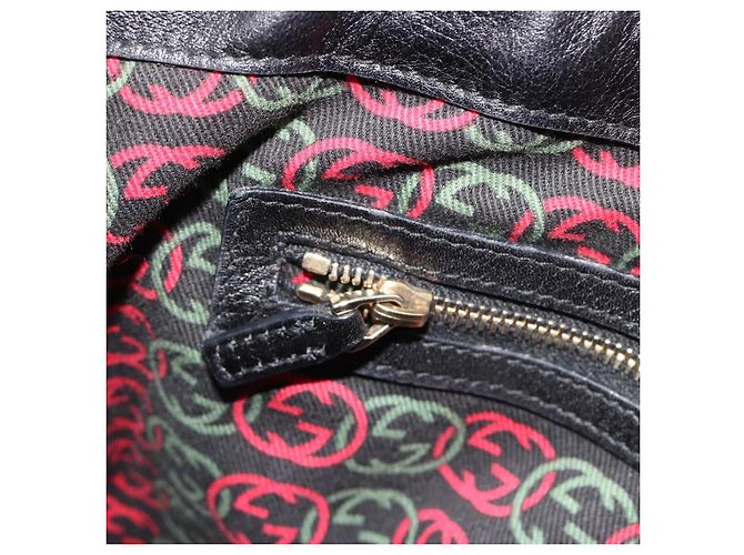 Borsa Tote GUCCI Newbrit in pelle nera e oro 162094 Auth BA13791V Nero D'oro - vista 20