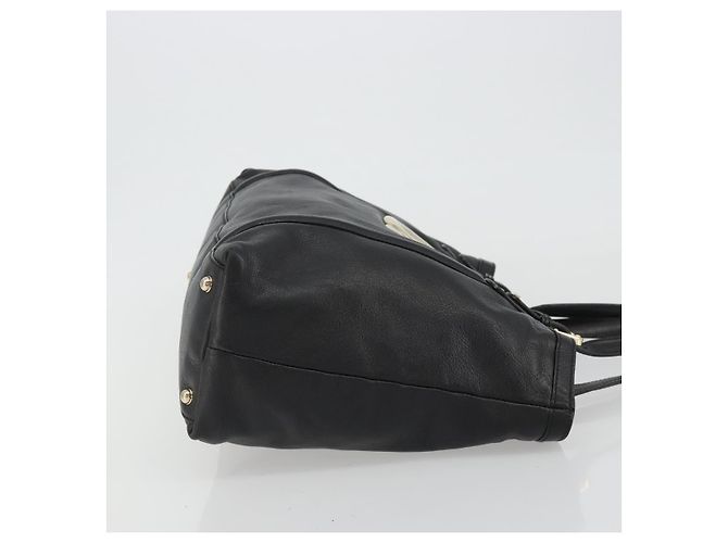 Borsa Tote GUCCI Newbrit in pelle nera e oro 162094 Auth BA13791V Nero D'oro - vista 4