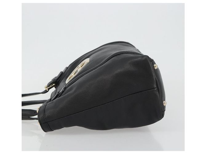 Borsa Tote GUCCI Newbrit in pelle nera e oro 162094 Auth BA13791V Nero D'oro - vista 5