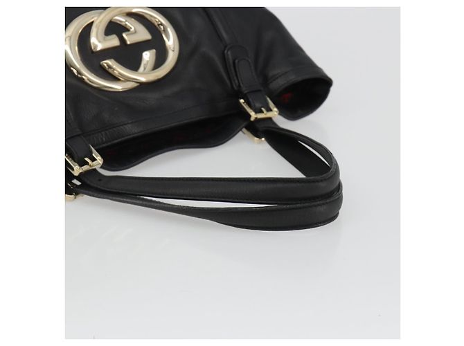 Borsa Tote GUCCI Newbrit in pelle nera e oro 162094 Auth BA13791V Nero D'oro - vista 7