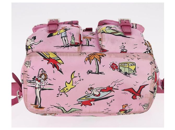 Zaino PRADA Nylon Rosa Argento Auth 191598A - vista 11