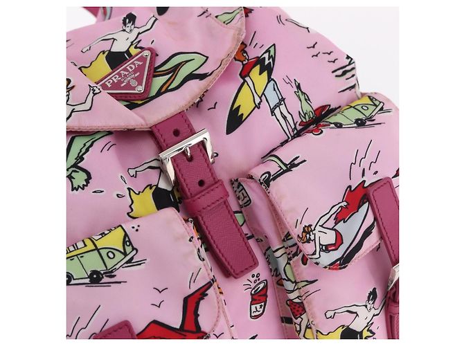 Zaino PRADA Nylon Rosa Argento Auth 191598A - vista 17