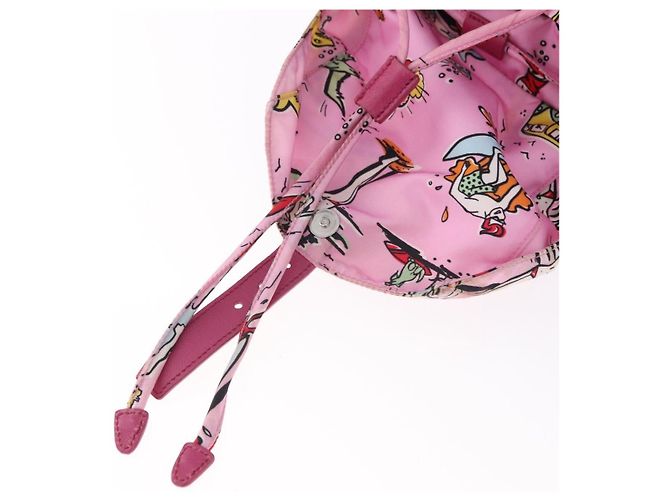 Zaino PRADA Nylon Rosa Argento Auth 191598A - vista 19