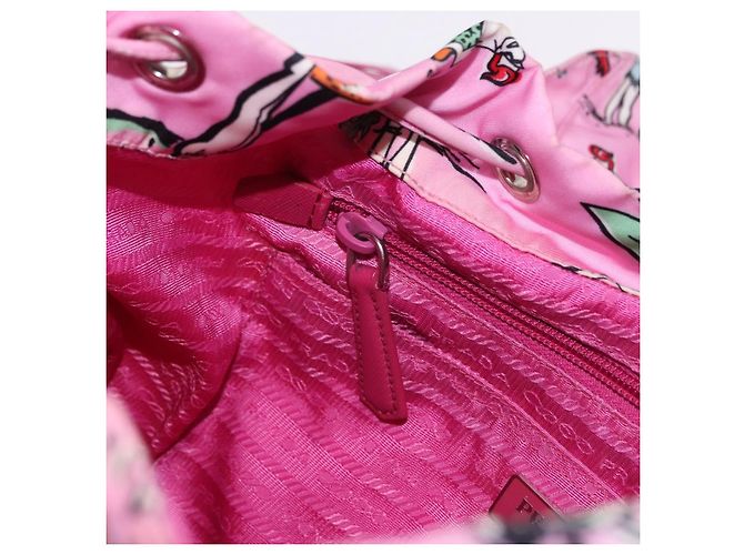 Zaino PRADA Nylon Rosa Argento Auth 191598A - vista 24