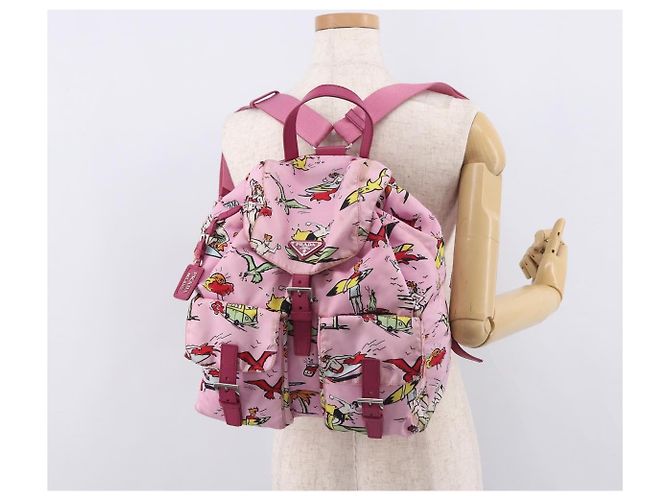 Zaino PRADA Nylon Rosa Argento Auth 191598A - vista 29