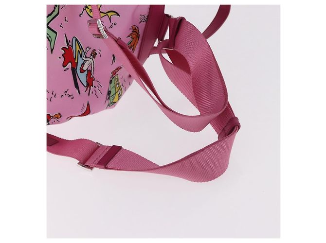 Zaino PRADA Nylon Rosa Argento Auth 191598A - vista 9