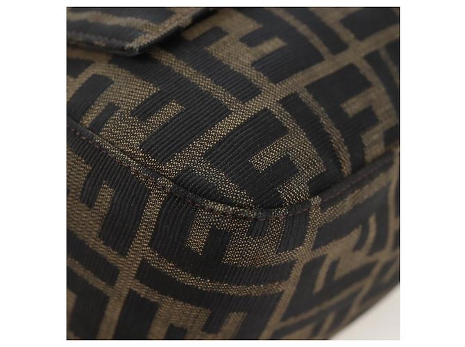 FENDI Zucca Canvas Mamma Baguette Tote Bag Marrone Nero Auth 190870SAV - vista 11