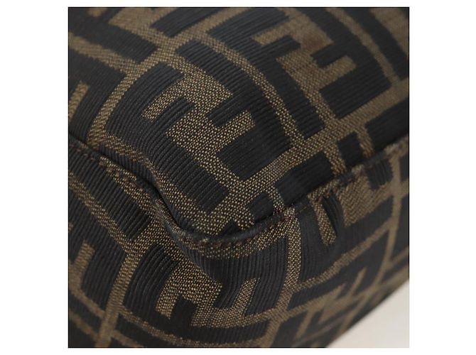 FENDI Zucca Canvas Mamma Baguette Tote Bag Marrone Nero Auth 190870SAV - vista 13