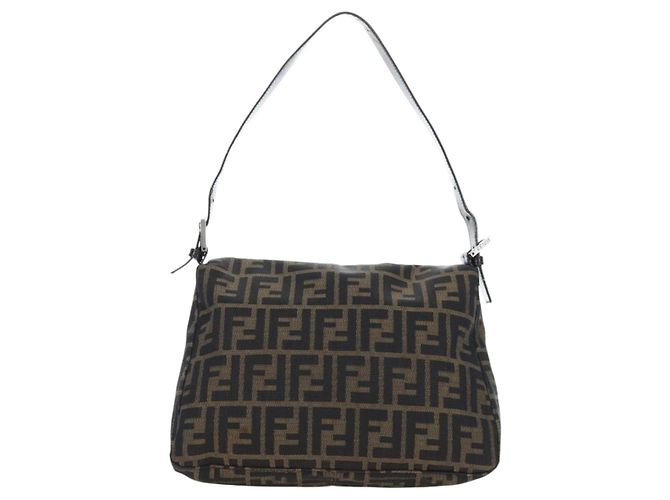 FENDI Zucca Canvas Mamma Baguette Tote Bag Marrone Nero Auth 190870SAV - vista 3