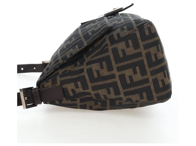 FENDI Zucca Canvas Mamma Baguette Tote Bag Marrone Nero Auth 190870SAV - vista 4