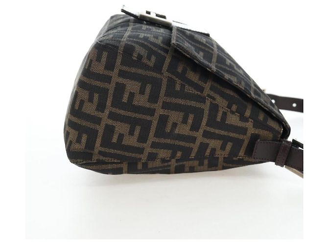 FENDI Zucca Canvas Mamma Baguette Tote Bag Marrone Nero Auth 190870SAV - vista 5